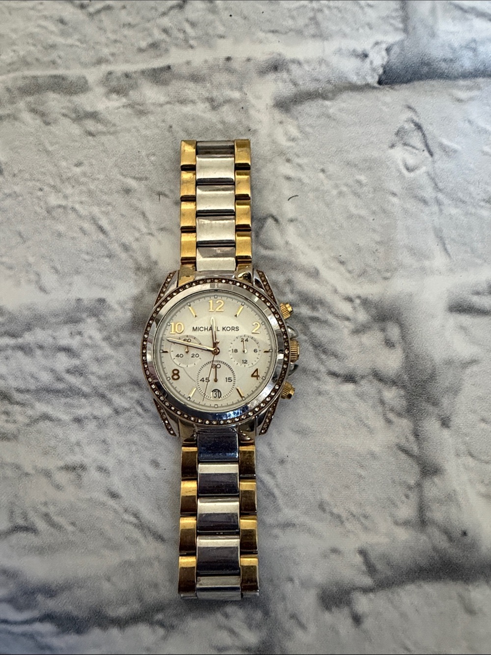 Michael Kors Two-Tone Gold and Silver Crystal Chronograph Watch